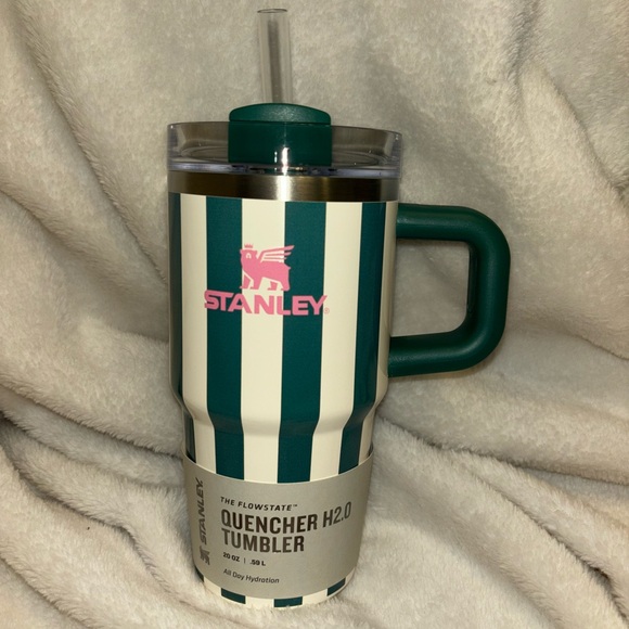green and white striped stanley - emerald cabana gloss - Picture 1 of 2